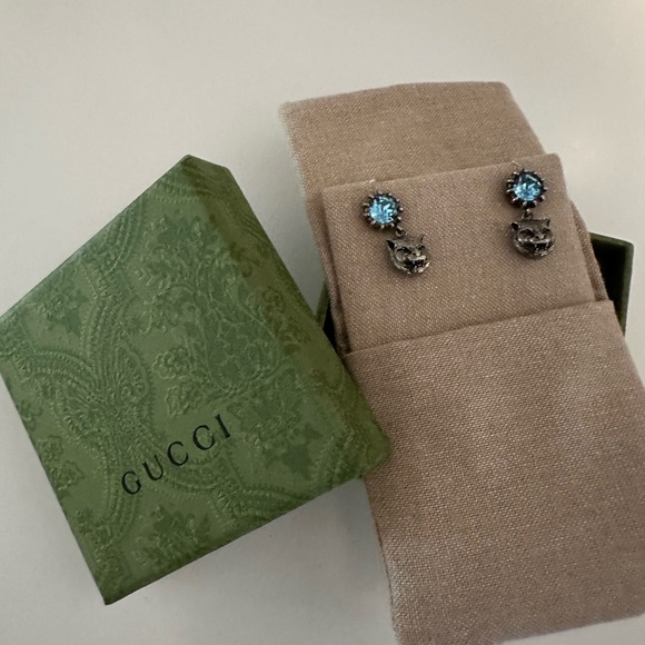 Gucci crystal Feline heads stub Earrings - Picture 4 of 4